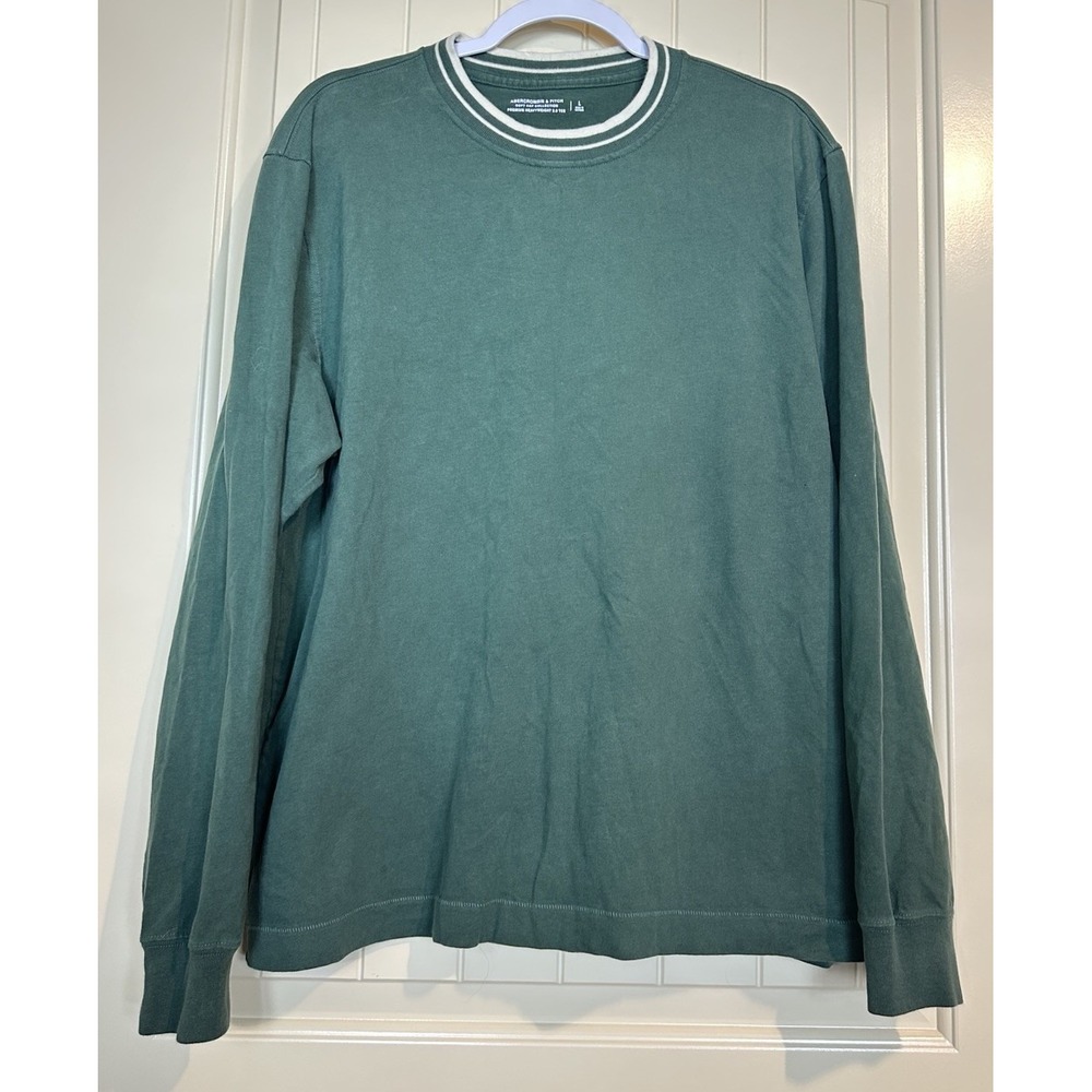 Abercrombie & Fitch Soft A&F Premium Heavyweight 2.0 Tee Green Men's L LS